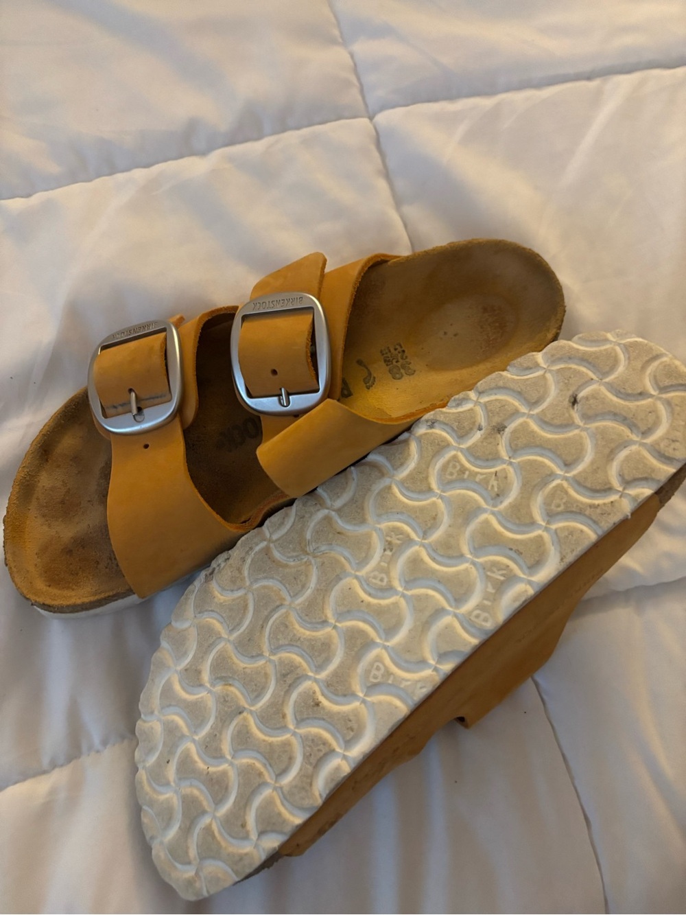 Birkenstock Big Buckle Two-Strap Sandals in Mustard - Picture 4 of 6
